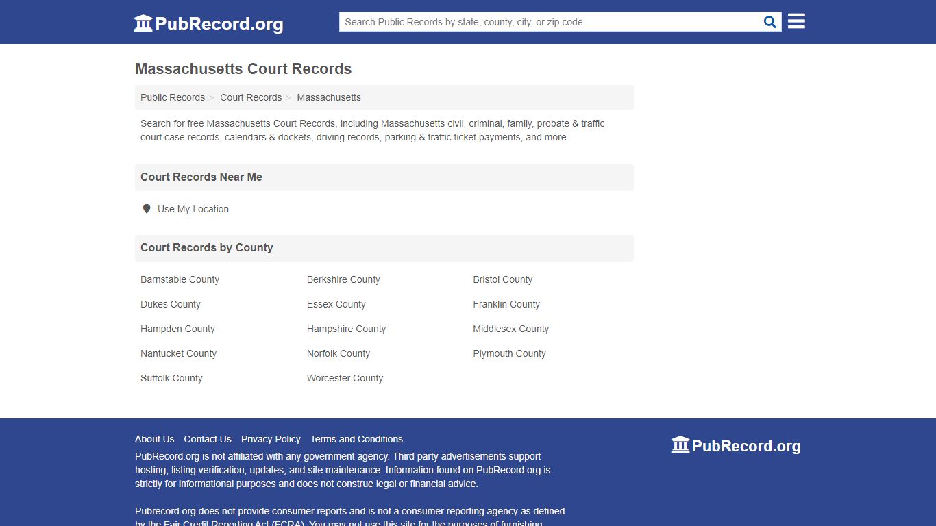 Free Massachusetts Court Records - PubRecord.org